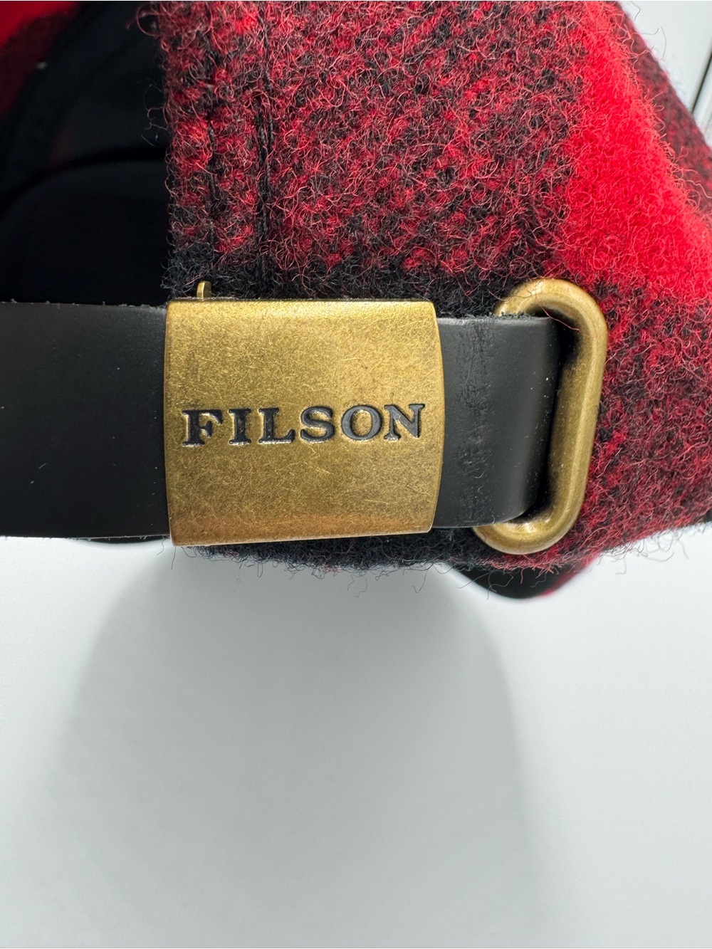 Filson Red & Black Buffalo Plaid Men's Wool Logger Cap